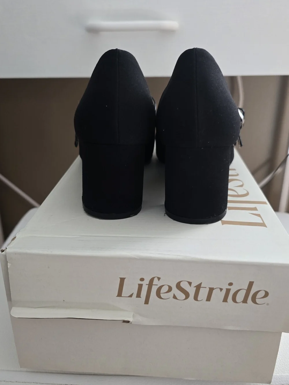 Life Stride Women's Black Mary Jane Flats with Double Strap